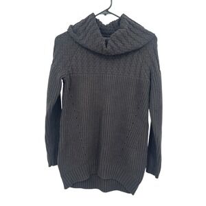 Context Chunky Knit Cowl Neck Sweater Small Gray Cable Cozy Minimalist Capsule